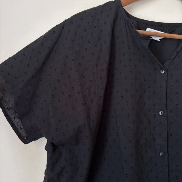India Collection Emerson Fry Swiss Dot Blouse OS Black One Size - Picture 3 of 7